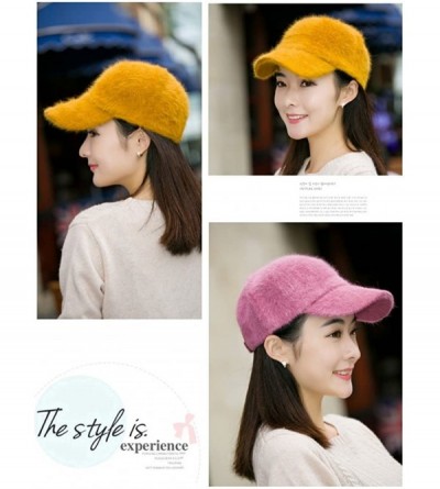 Baseball Caps XMLY Womens Fashion Fashion Winter Baseball Cap with Rabbit - Yellow - CD185O00MYO $14.52