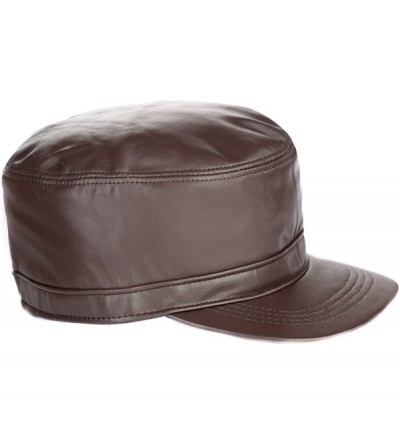 Baseball Caps Genuine Leather Fitted hat Cap- Made in USA- Multiple Colors - Brown - C918CRL37IE $30.42