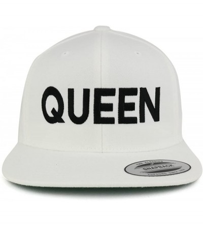 Baseball Caps Flexfit Queen Embroidered Flat Bill Snapback Cap - Off White - CS17YX6UUUZ $14.18