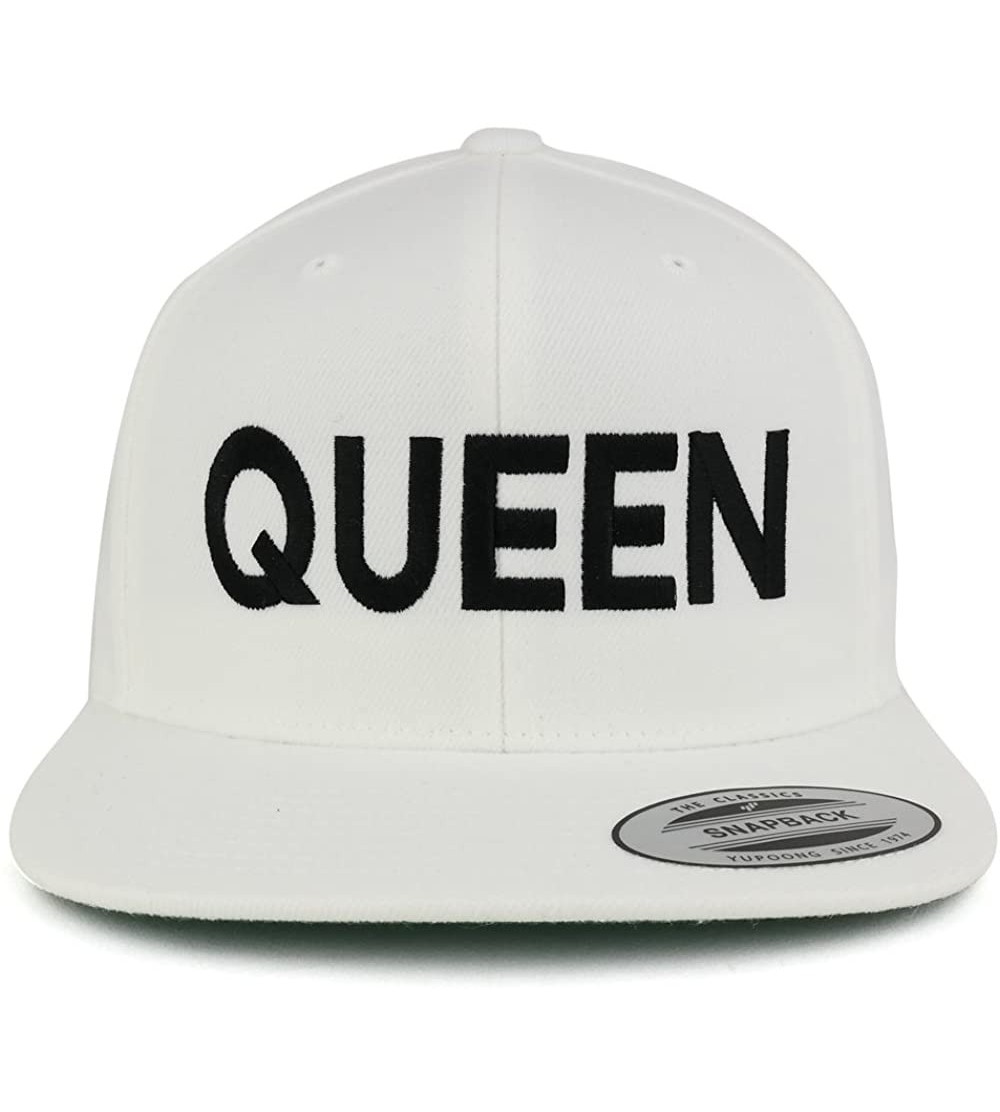 Baseball Caps Flexfit Queen Embroidered Flat Bill Snapback Cap - Off White - CS17YX6UUUZ $14.18