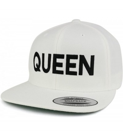 Baseball Caps Flexfit Queen Embroidered Flat Bill Snapback Cap - Off White - CS17YX6UUUZ $14.18