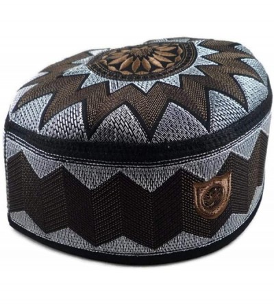 Skullies & Beanies ALW006 Muslim Prayer Headware Kufi Hat Men Islam Skull Cap Ramadan Eid Gift - Dark Brown - CD12H2Z6SL7 $13.50