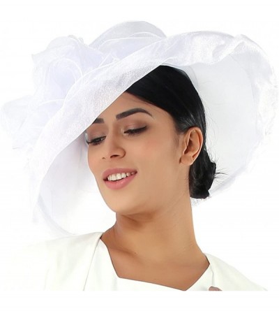 Sun Hats Women Hats Summer Big Hat Wide Brim Top Flower White Black - Gold Silver - CT18CNTTGNX $25.29