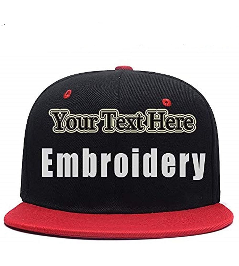Baseball Caps Custom Embroidered Hat-Personalized Hat-Trucker Cap-Adjustable Dad Cap Add Text(Black) - Black Red - C118H25CS2...