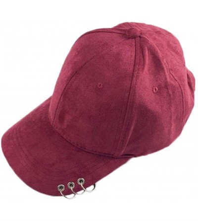 Baseball Caps Unisex Men Women Baseball Caps with Silver Rings Golf Snapback Hip-hop Hat Adjustable - Wine Red - CV17X0EU2XM ...