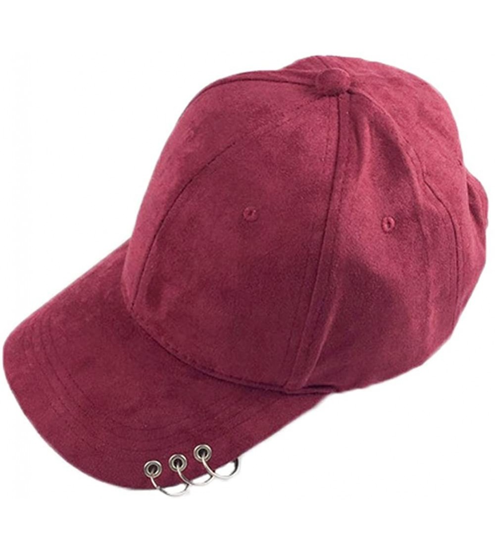 Baseball Caps Unisex Men Women Baseball Caps with Silver Rings Golf Snapback Hip-hop Hat Adjustable - Wine Red - CV17X0EU2XM ...