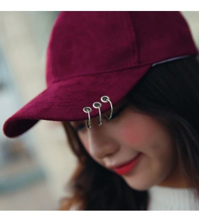 Baseball Caps Unisex Men Women Baseball Caps with Silver Rings Golf Snapback Hip-hop Hat Adjustable - Wine Red - CV17X0EU2XM ...