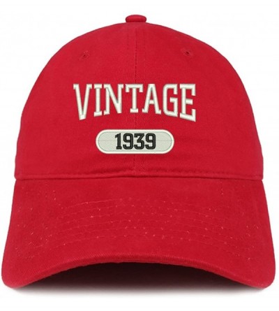 Baseball Caps Vintage 1939 Embroidered 81st Birthday Relaxed Fitting Cotton Cap - Red - C612O5Q0EPW $35.44