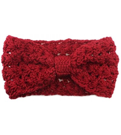 Headbands Retro Bohemian Beads Cable Knitted Winter Turban Ear Warmer Headband - Red Hollow - CK189T3RT5M $8.12