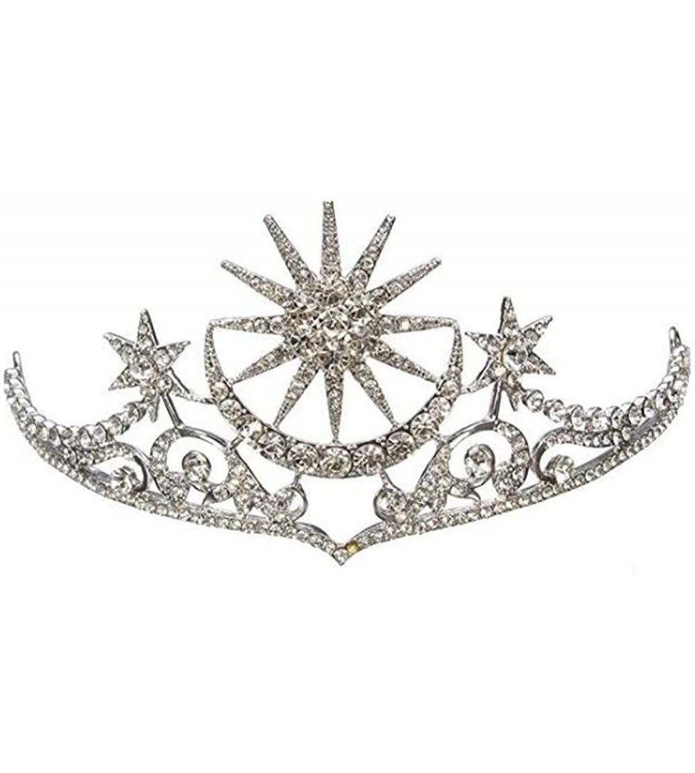 Headbands Queen Princess Leaves Rhinestone Crystal Adult Tiara Crown(A1337) - silver - CJ18649GGTG $12.51