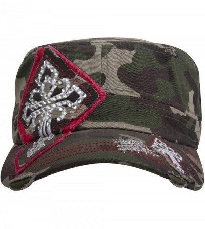 Baseball Caps Womens Print Adjustable Cadet Cap - Camo - Studded Cross - CN196LQKI93 $8.35