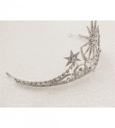 Headbands Queen Princess Leaves Rhinestone Crystal Adult Tiara Crown(A1337) - silver - CJ18649GGTG $12.51