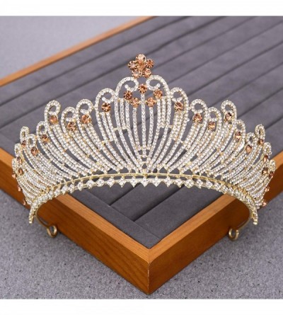 Headbands Luxurious Bridal Crowns And Tiaras Gold Tiara Crystal Rhinestone Wedding Crown-Light Gold5 - Light Gold5 - CI1920N9...