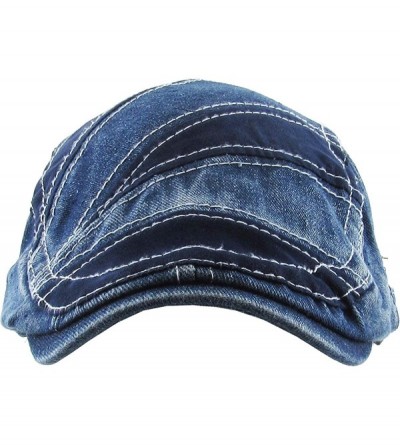 Newsboy Caps Classic Solid Cotton Denim Newsboy Ivy Gatsby Cabbie Ascot Hat Cap Adjustable - (200) Blue Denim - CO12EN0V0DF $...