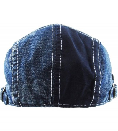 Newsboy Caps Classic Solid Cotton Denim Newsboy Ivy Gatsby Cabbie Ascot Hat Cap Adjustable - (200) Blue Denim - CO12EN0V0DF $...