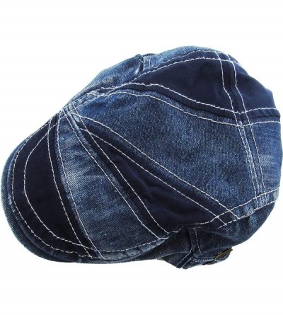 Newsboy Caps Classic Solid Cotton Denim Newsboy Ivy Gatsby Cabbie Ascot Hat Cap Adjustable - (200) Blue Denim - CO12EN0V0DF $...