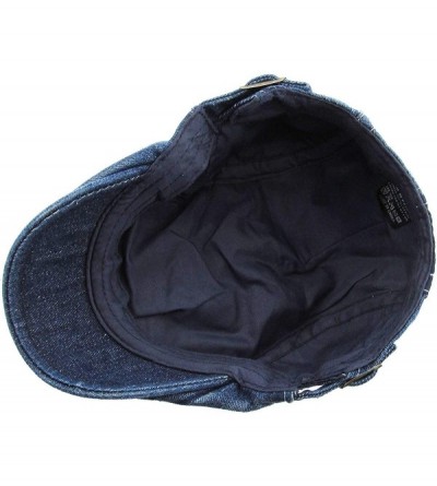 Newsboy Caps Classic Solid Cotton Denim Newsboy Ivy Gatsby Cabbie Ascot Hat Cap Adjustable - (200) Blue Denim - CO12EN0V0DF $...