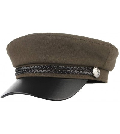 Newsboy Caps Women Classic British Flat Top Fisherman Hat Cotton Breton Fiddler Hat - Army Green - C118IK33NAZ $19.78