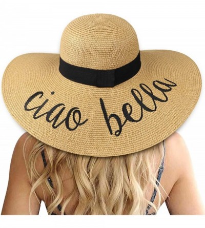 Sun Hats Womens Bowknot Straw Hat Foldable Beach Sun Hat Roll up UPF 50+ - Ae Ciao Bella - Khaki - CE18TR967XQ $26.05