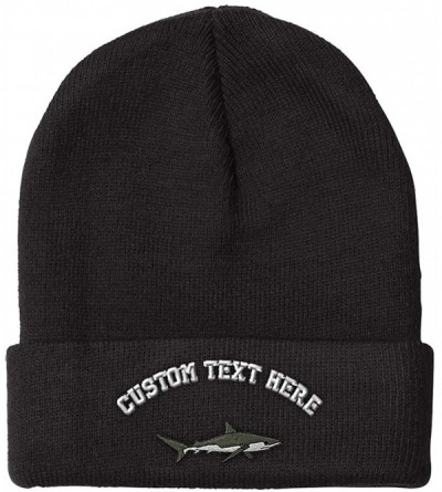 Skullies & Beanies Custom Beanie for Men & Women Shark Embroidery Acrylic Skull Cap Hat - Black - CJ18ZS4CKDU $21.91