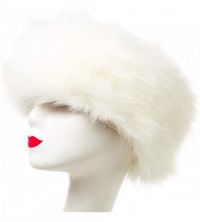 Cold Weather Headbands Cozy Warm Hair Band Earmuff Cap Faux Fox Fur Headband with Stretch for Women - B1-pure White - CS18HX4...