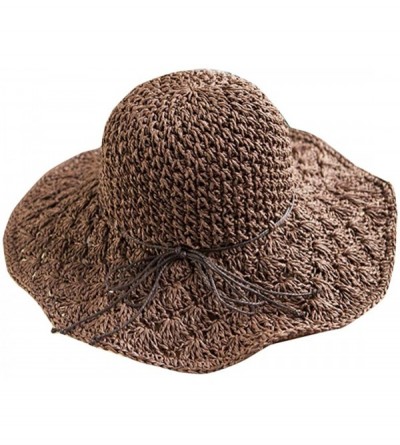 Sun Hats Women's Wide Brim Floppy Summer Sun Hat UPF 50+ Beach Staw Hat - 2 Coffee - C3199ZWIEZ5 $19.65