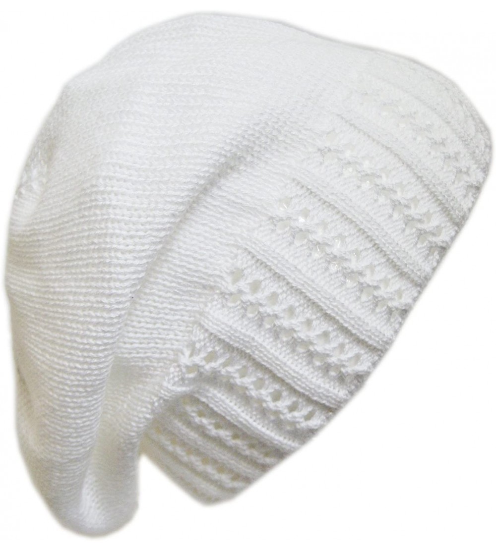 Skullies & Beanies Lovely Crochet Srping Beret/Hat Cotton Acrylic Fall Hat - White - C411D12E7U5 $11.71