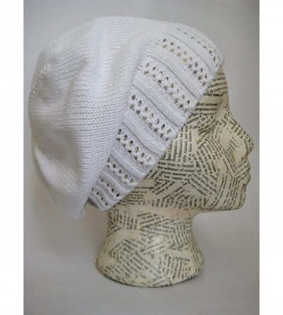 Skullies & Beanies Lovely Crochet Srping Beret/Hat Cotton Acrylic Fall Hat - White - C411D12E7U5 $11.71