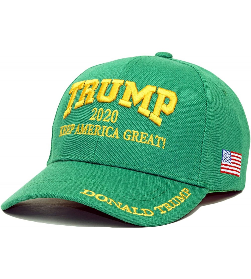 Baseball Caps Trump 2020 Keep America Great Embroidery Campaign Hat USA Baseball Cap - Green - CA18I0L60HS $15.07