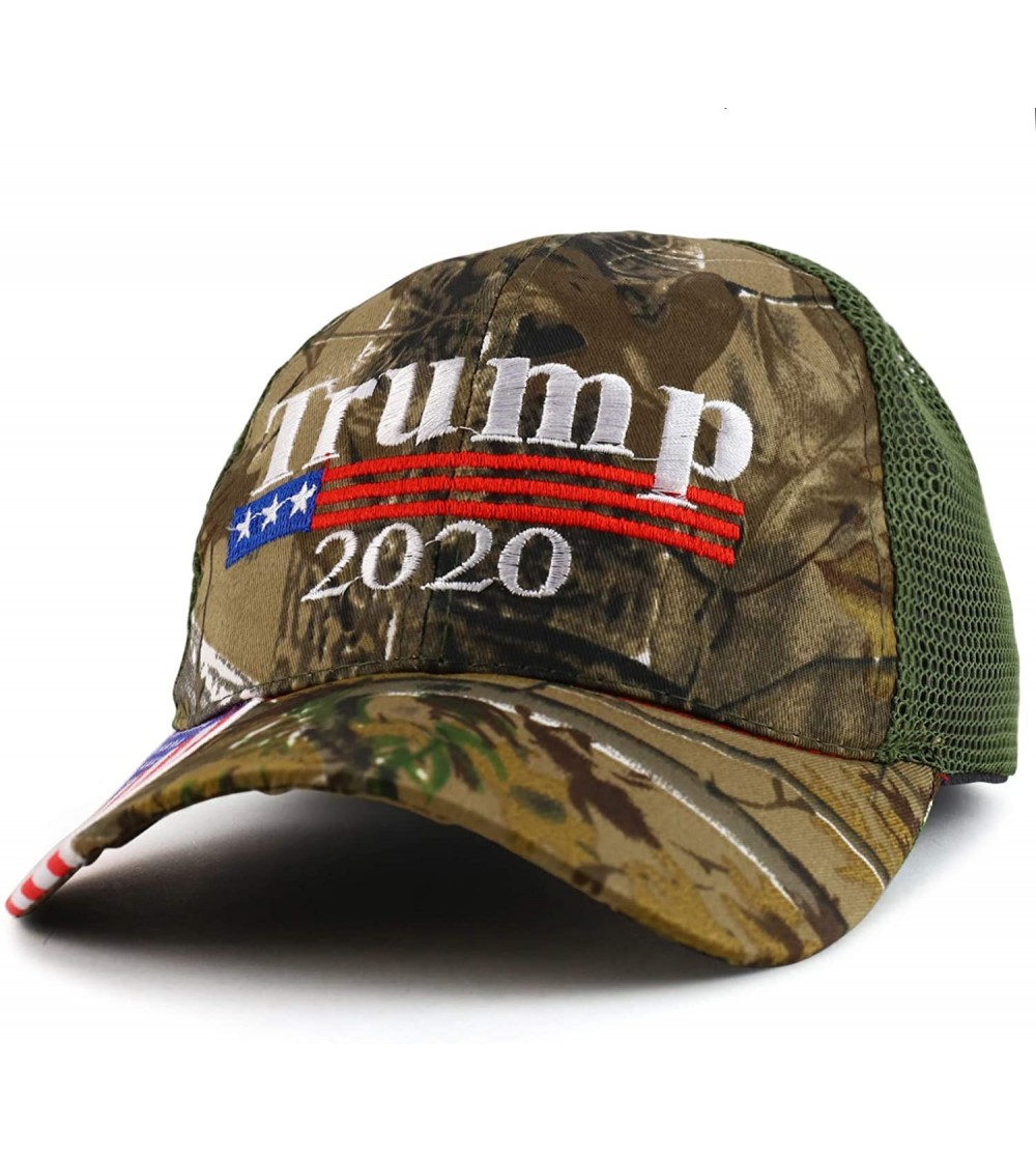 Baseball Caps Trump 2020 Embroidered USA Flag Designed Bill Baseball Cap - Camo Mesh - CP18ZNK7HUX $12.16