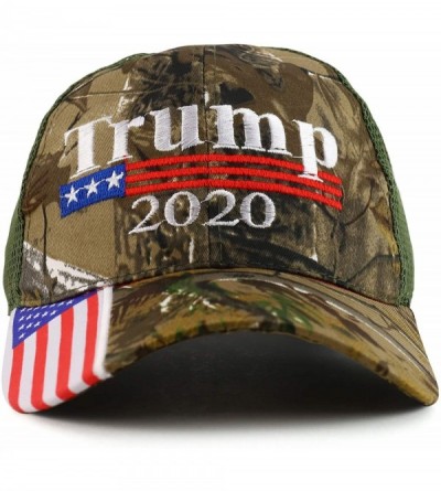 Baseball Caps Trump 2020 Embroidered USA Flag Designed Bill Baseball Cap - Camo Mesh - CP18ZNK7HUX $12.16