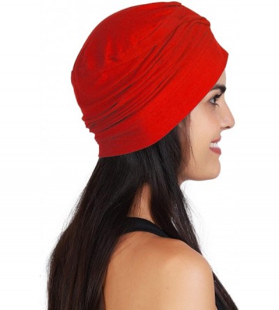 Skullies & Beanies Women's Cotton Stylish Beanies (Multicolours- Free Size) - Red - CM18DOL372X $10.77