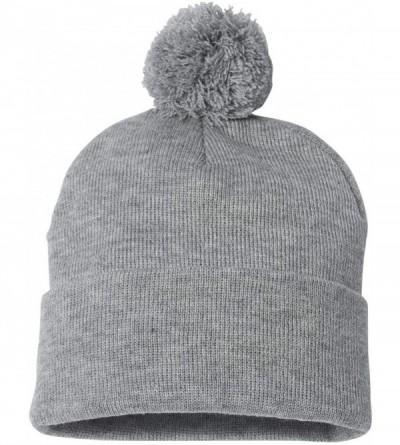 Skullies & Beanies SP15 - Pom Pom Knit Cap - Heather Grey - CR11W8UZUH5 $10.22