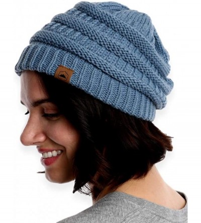 Skullies & Beanies Womens Cable Knit Beanie - Warm & Soft Stretch Winter Hats for Cold Weather - Light Blue - CS185L46OGN $8.99