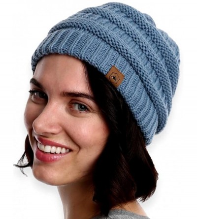 Skullies & Beanies Womens Cable Knit Beanie - Warm & Soft Stretch Winter Hats for Cold Weather - Light Blue - CS185L46OGN $8.99