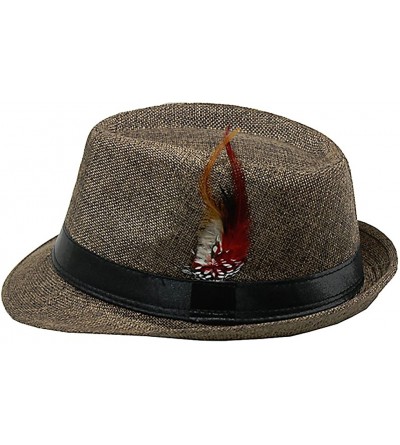 Fedoras Fedora Hat with Feathers Gatsby Holiday Octoberfast Bavarian Alpine Trlbe Dress Up Hats - Brown - CT12BWNOFZ1 $29.70