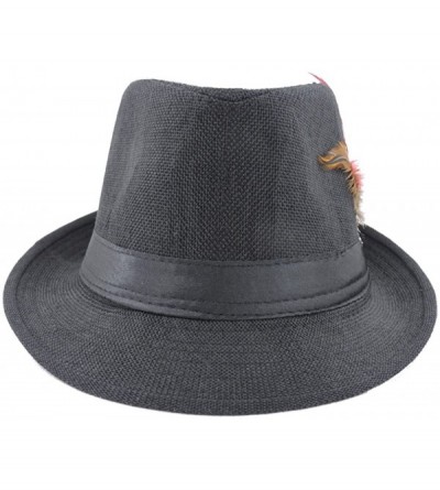 Fedoras Fedora Hat with Feathers Gatsby Holiday Octoberfast Bavarian Alpine Trlbe Dress Up Hats - Brown - CT12BWNOFZ1 $17.89