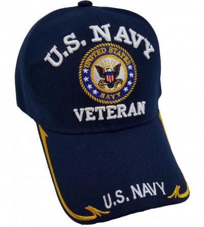 Baseball Caps US Navy Veteran With Yellow Trim on Brim Blue Military Officially Licensed Cap - CP12KGUMIP5 $45.98