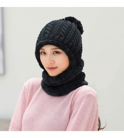 Skullies & Beanies 2 Pcs Winter Beanie Hat Scarf Set Women Men Slouchy Scarf Warm Knitted Hat Pom Skull Cap with Fleece Lined...