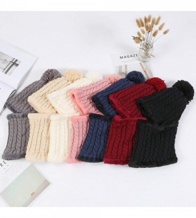 Skullies & Beanies 2 Pcs Winter Beanie Hat Scarf Set Women Men Slouchy Scarf Warm Knitted Hat Pom Skull Cap with Fleece Lined...