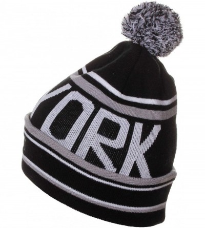 Skullies & Beanies Unisex USA Cities Fashion Large Letters Pom Pom Knit Hat Beanie - New York Black - CN12N3DBA4H $19.71