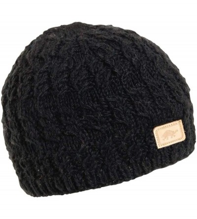 Skullies & Beanies Nepal Women's Mika Hand Knit Wool Beanie - Black - CV116W836O3 $35.06