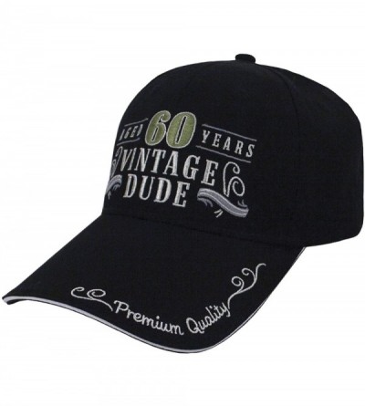 Baseball Caps 60th Birthday Vintage Dude Adjustable Hat - Black - C31185UVNXR $15.04