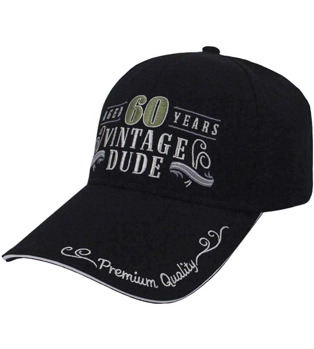 Baseball Caps 60th Birthday Vintage Dude Adjustable Hat - Black - C31185UVNXR $15.04