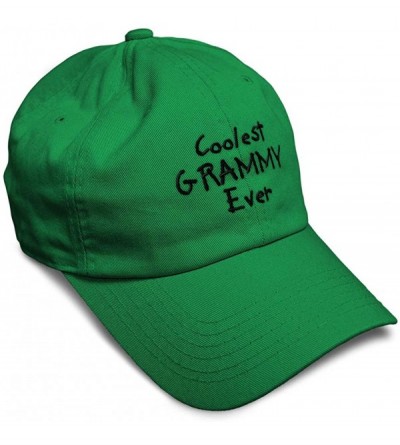 Baseball Caps Custom Soft Baseball Cap Coolest Grammy Ever Black Embroidery Twill Cotton - Kelly Green - CN18ZO3ZOL8 $10.85