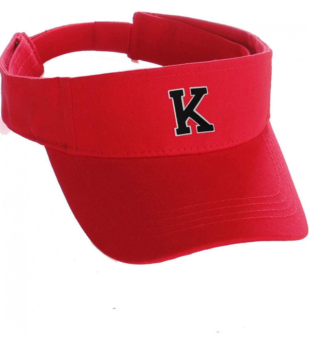 Baseball Caps Custom Sport Sun Visor Hat A to Z Initial Team Letters- Red Visor White Black - Letter K - CI18GSC9GUO $15.57