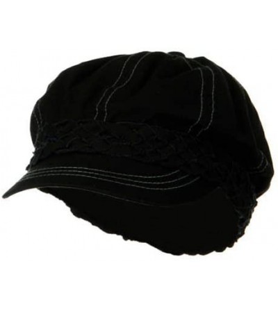 Newsboy Caps Ladies Brushed Canvas Newsboy Hat - Black - CO114YSOK7Z $12.27