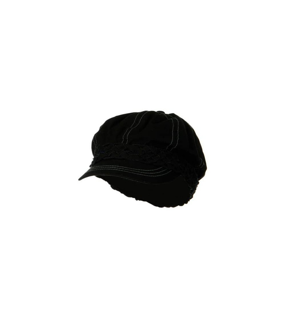 Newsboy Caps Ladies Brushed Canvas Newsboy Hat - Black - CO114YSOK7Z $12.27