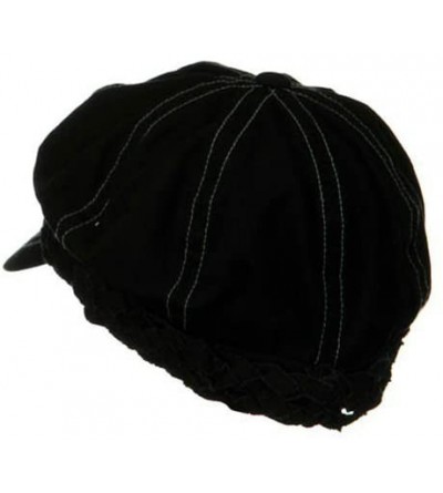 Newsboy Caps Ladies Brushed Canvas Newsboy Hat - Black - CO114YSOK7Z $12.27