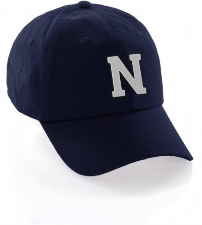 Baseball Caps Customized Letter Intial Baseball Hat A to Z Team Colors- Navy Cap Black White - Letter N - CQ18ET2W94L $29.52